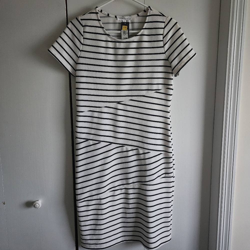 DownEast Black and White Striped Midi Dress
